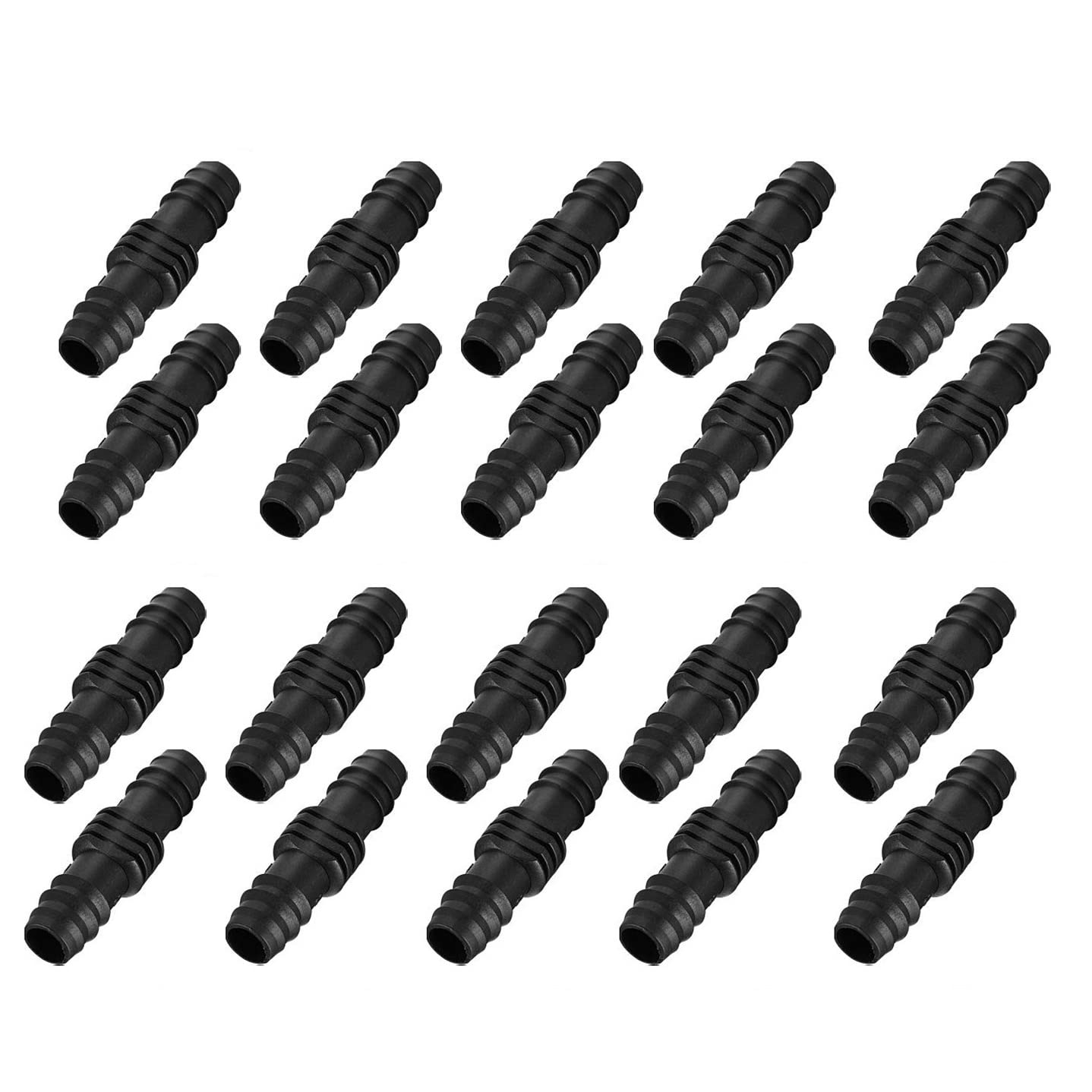 HREDZEO Garden Barbed Connector，12 Pcs 16 mm Plastic Drip Irrigation Hose Connector Tubing Fittings Plastic Drip Irrigation Kit for Water Pipe Joints Watering System Black (Joiner)