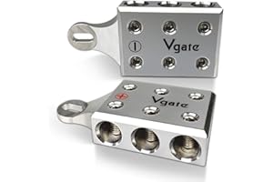 Vgate 6x1/0 AWG Gauge Post Battery Terminals, for Lithium or AGM Lead Acid Battery with Bolt Down Ends or Threaded Studs, M6 or 1/4”-20