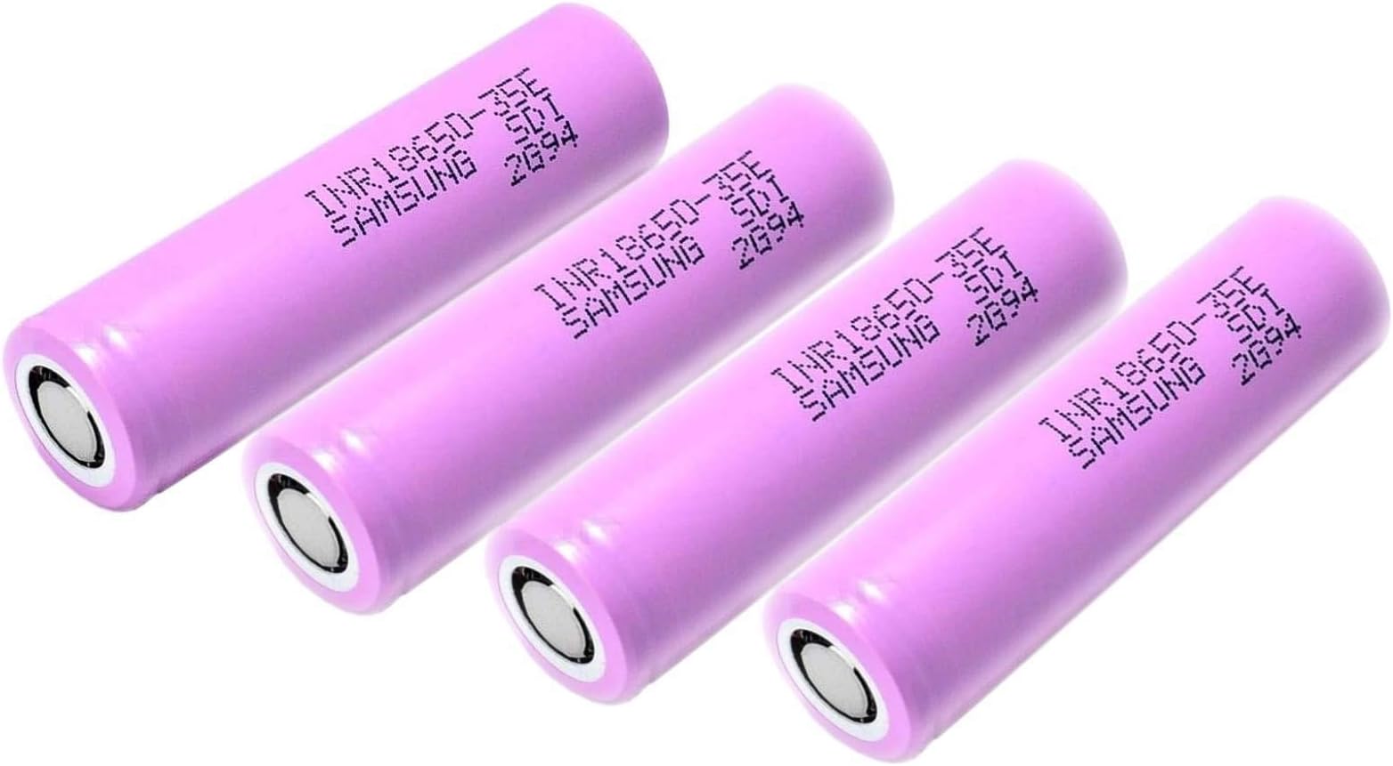 4 Pack of Authentic High Drain 35E, 3500mAh 3.7V 8A, Flat Top, 18-65-0 Size Rechargeable, for Flashlight etc