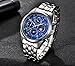 Mens Watches Fashion Sports Quartz Watch Stainless Steel Silver with Gold Strap Top Brand Luxury Simple Style Business Watch Waterproof 30M