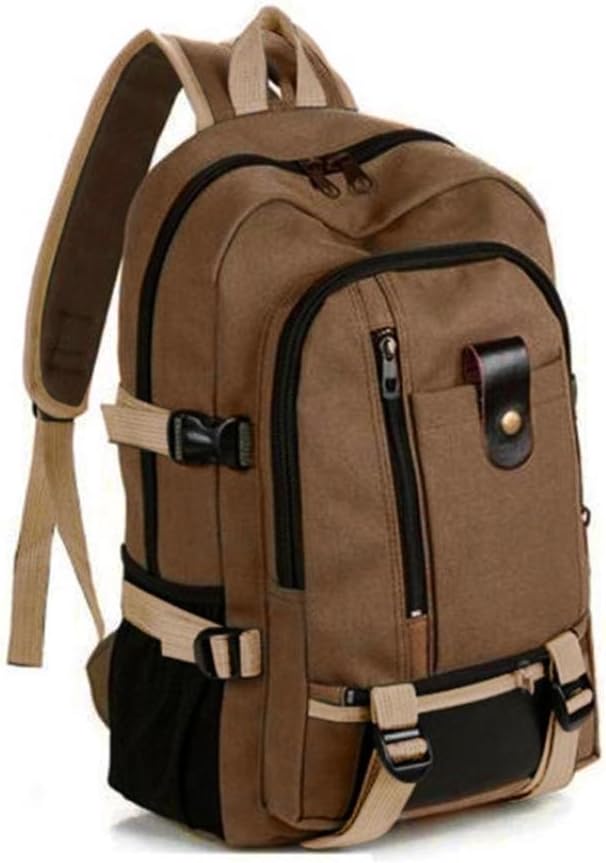 Men Casual Travel Canvas Leather Backpack Sport School Hiking Bag