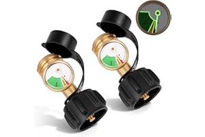 Siziviki 2-Pack Propane Tank Gauge with Leak Detector, Universal Level Indicator for 5-40 lb Tanks, QCC-1/Type 1 Connector for BBQ Grills, RV Campers, Patio Heaters and More