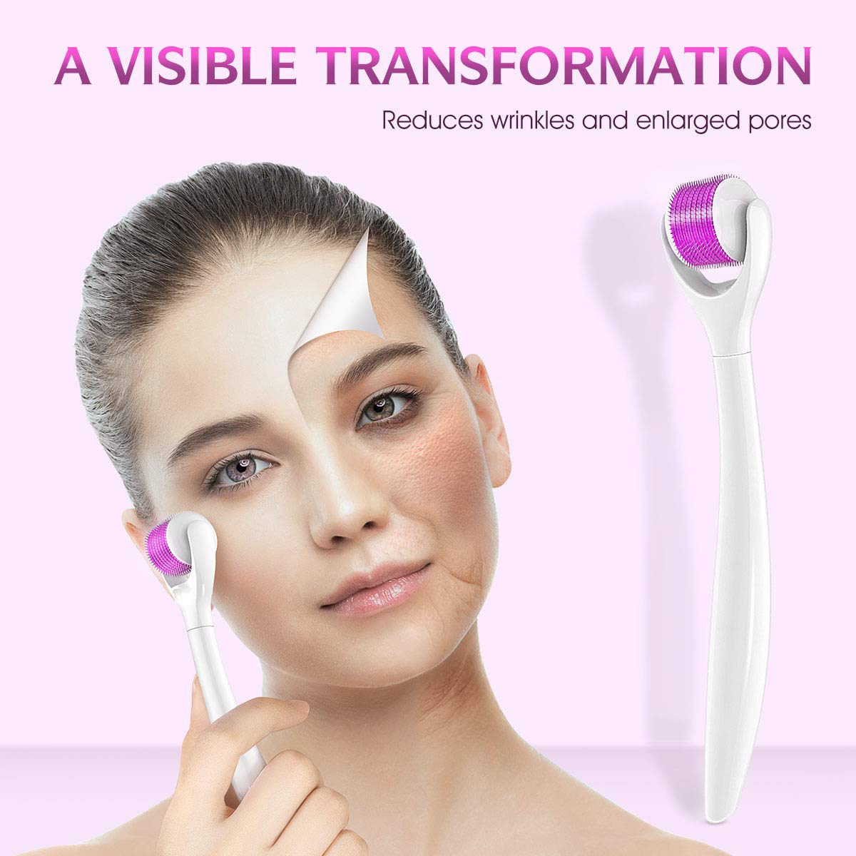 Derma Roller Microneedle Face Roller - ETEREAUTY 0.25mm Beauty Cosmetic Products with 3 Replacable Roller Heads for Skin Care Face, Body, Beard and Hair Growth-Includes Free Storage Case: Beauty