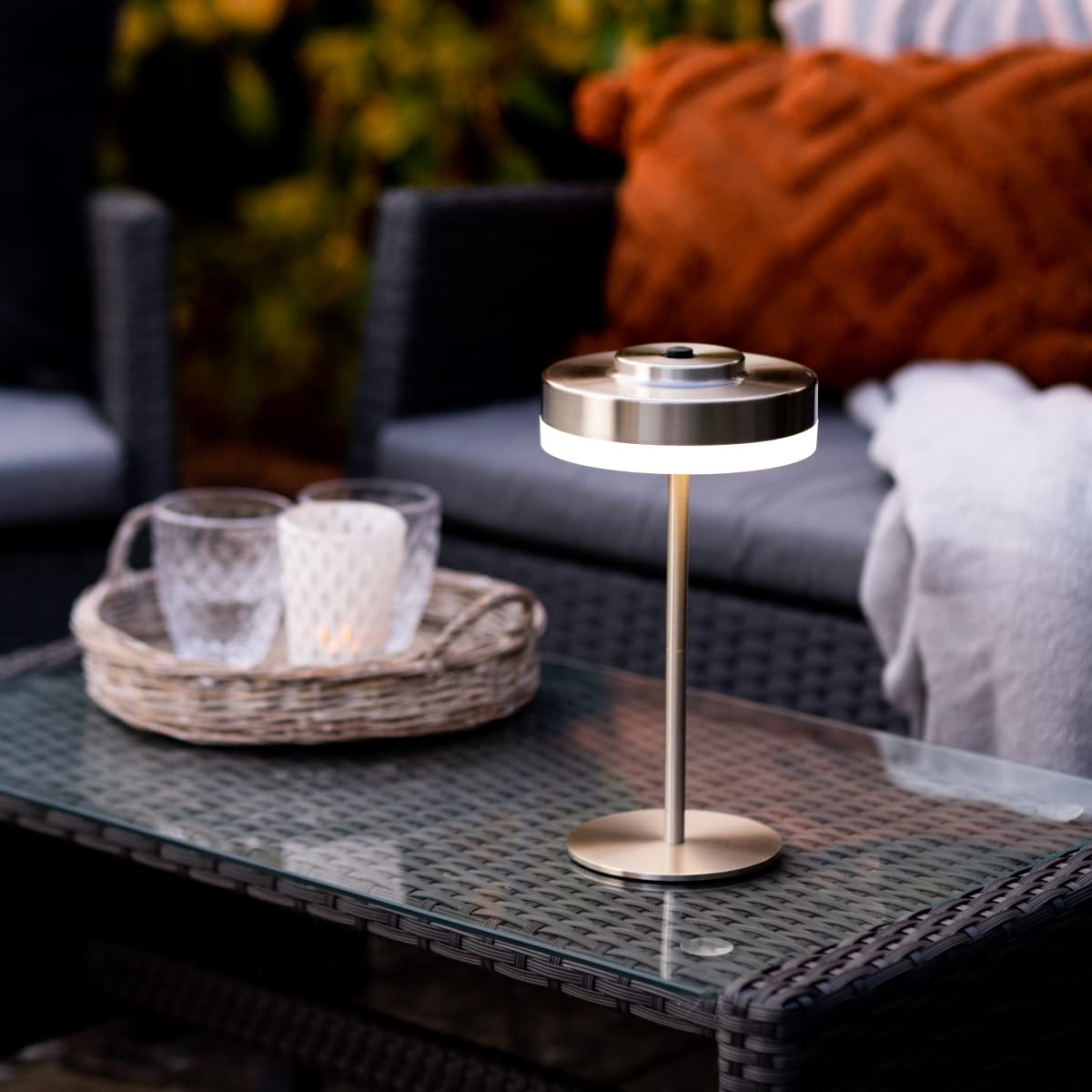 Outdoor Lamp Table Light – Rechargeable – Cordless – LED 4000K Warm White - 3 Brightness Settings – IP44 Weatherproof by Auraglow