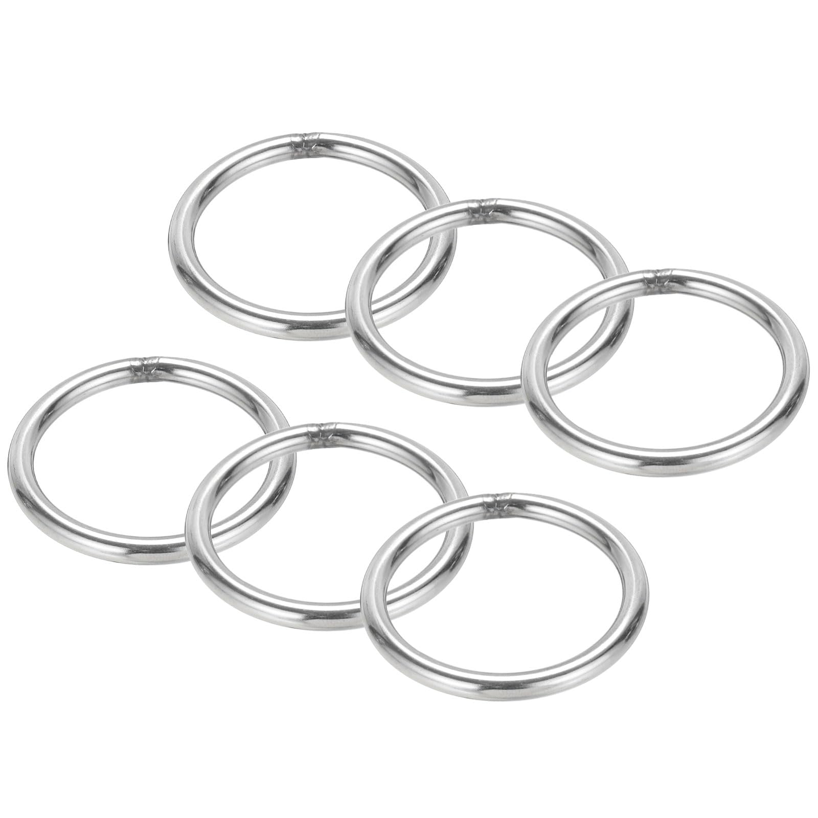 PATIKIL 2" Metal O Rings, 6 Pcs 304 Stainless Steel O-Ring Heavy Smooth Round Rings for Macrame, DIY Craft, Hardware, Keychain, Belt, Dog Leash, 4mmx50mm