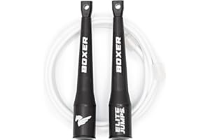 ELITESRS Elite Jumps Boxer Jump Rope 3.0 for Fitness & Cardio Training | Professionally Designed Boxing Jump Rope w/Smooth Action Polymer Handles & Slip-Resistant Grips | Tangle-Free PVC Jump Rope