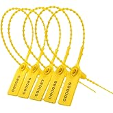 Leadseals(R) Yellow Numbered Security Zip Ties Plastic Tamper Evident Seal Tags Pull Tite Self-Locking Disposable Safety Locks for Fire Extinguisher (100 PCS)