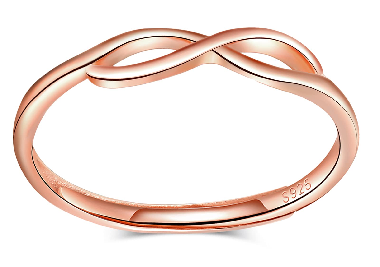 MicVivien 925 Sterling Silver Infinity Symbol Ring for Women Girls Adjustable Rose Gold Plated Ring Anniversary Rings