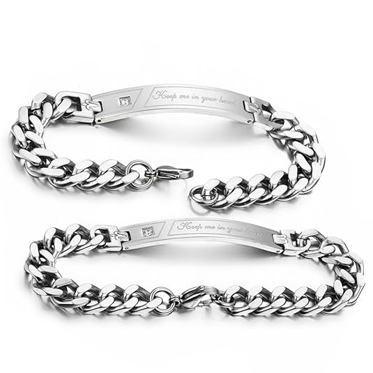 Flongo Partnerarmbänder Freundschaftsarmbänder BFF Ketten Partner Edelstahl Armband Armreif Panzerkette Kette Silber Valentin
