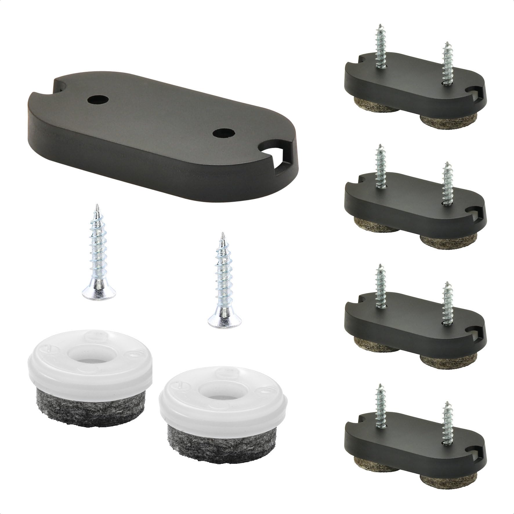 WAGNER QuickClick® Felt glides furniture glides chair glides I 4pcs. set to screw on I 4x base + 8x screw+glide insert replaceable - wool felt ULTRASOFT - 42 x 20 mm - Made in Germany - 15781100