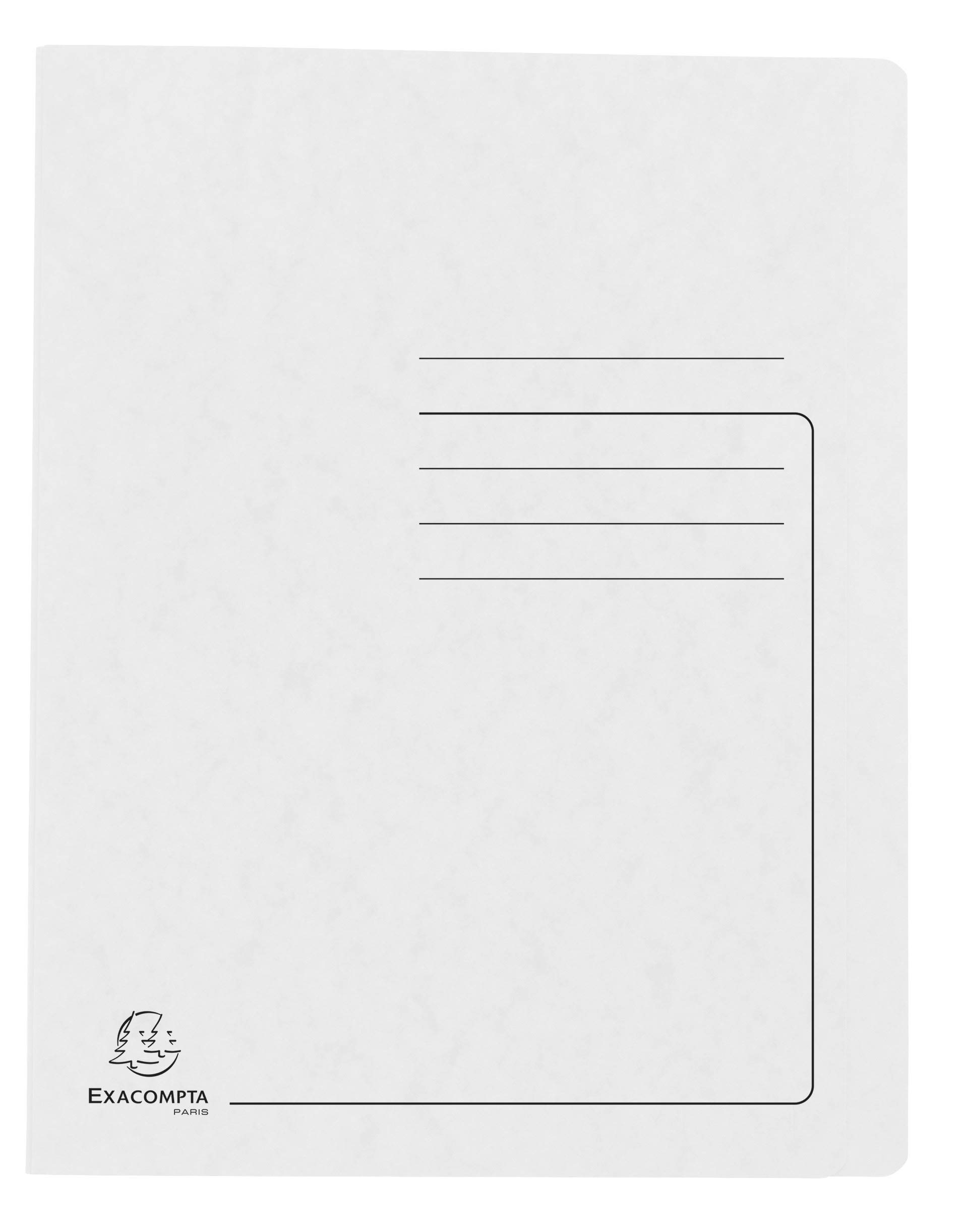 Exacompta - Ref 39982E - Flat Bar File - Suitable for A4 Documents, Pre-Printed Cover, 355gsm Heavyweight Mottled Pressboard, 30mm Spine, Metal Spring Mechanism - White