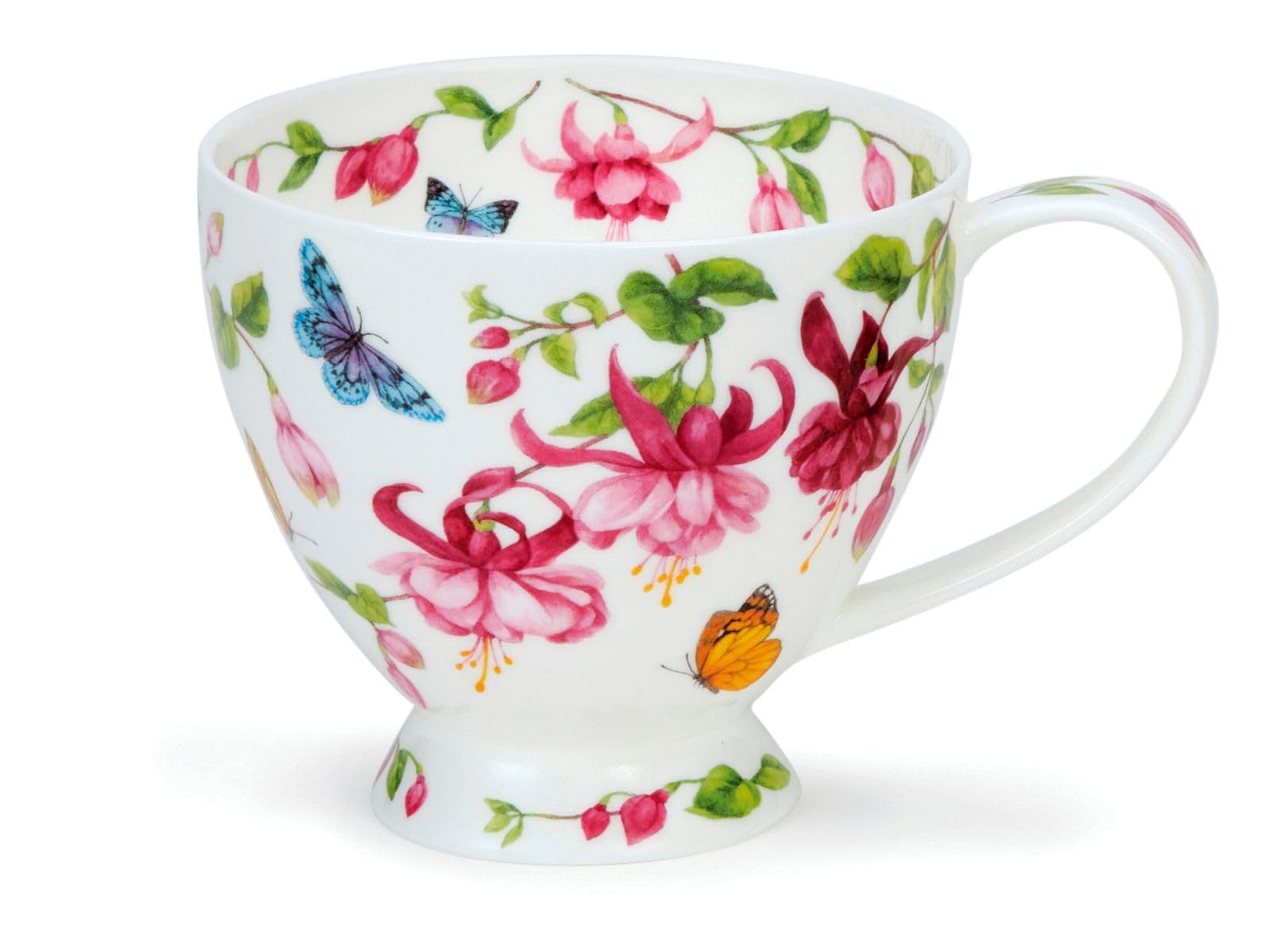 DUNOON Skye Shaped 0.45 Litre Mug Papillon Design Butterflies and Fushia