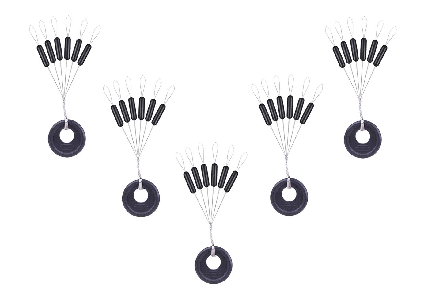 300/600pcs Fishing Bobber Stopper,6 in 1 Float Sinker Line Stops,3 Sizes Black Orange Oval Cylinder Float Stop Available (Black-Cylinder, S-300Pcs)