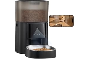 MZZ Automatic Cat Feeder with Camera & Voice Interaction, WiFi/App Control, 4L Dry Food Dispenser for Cats & Dogs with Freshness Preservation, Custom Feeding Times & Portions, Dual Power