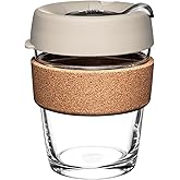KeepCup Brew Cork, Reusable Glass Tumbler with Natural Cork, Tall Coffee Cup 12oz/340ml - Filter