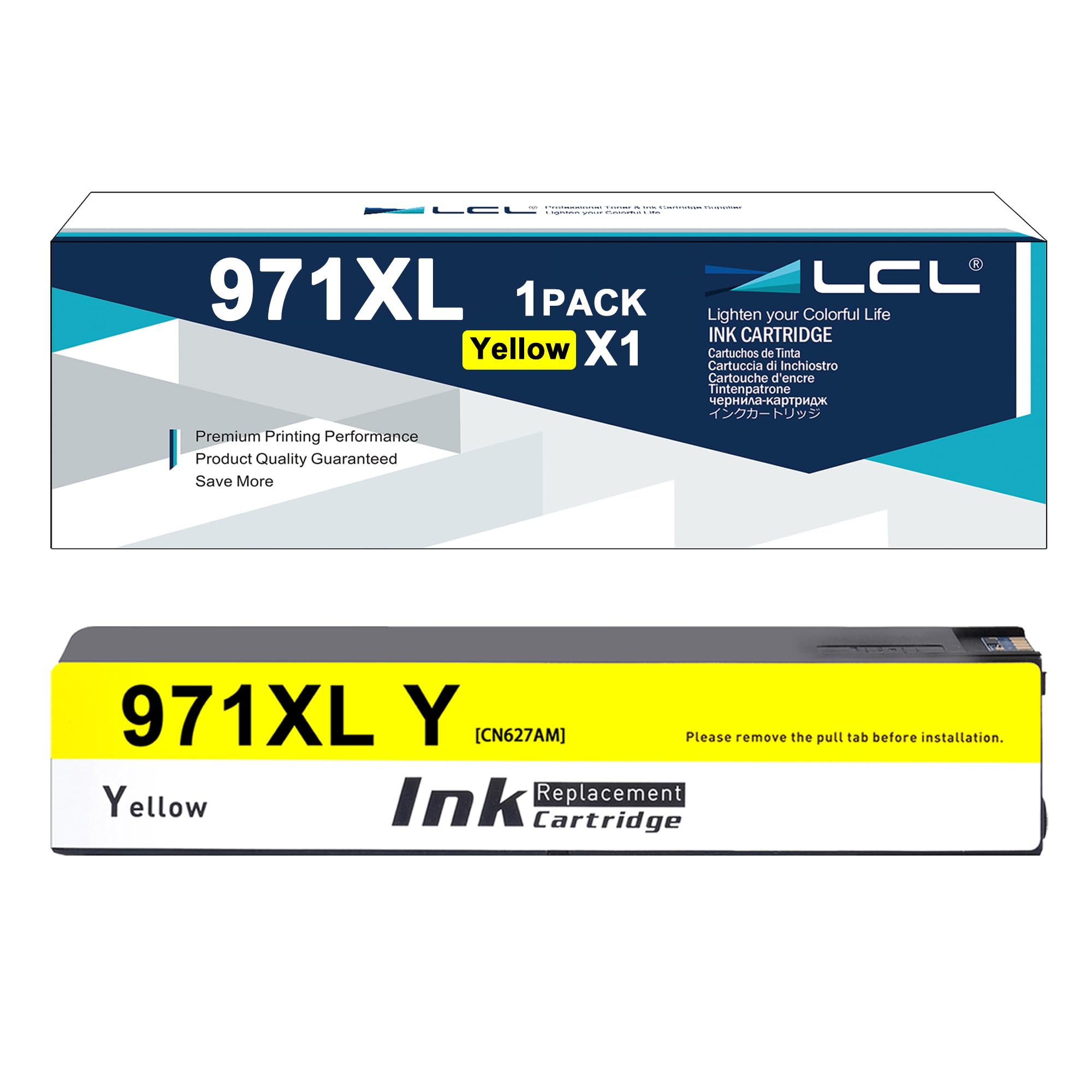 LCL 971XL High Yield Yellow Ink Cartridge Replacement for HP 971 971XL CN624AE CN628AE Replacement for HP Officejet Pro X451DN X451DW X476DN X476DW X551DW X576DW X576dn MFP (1-Pack)