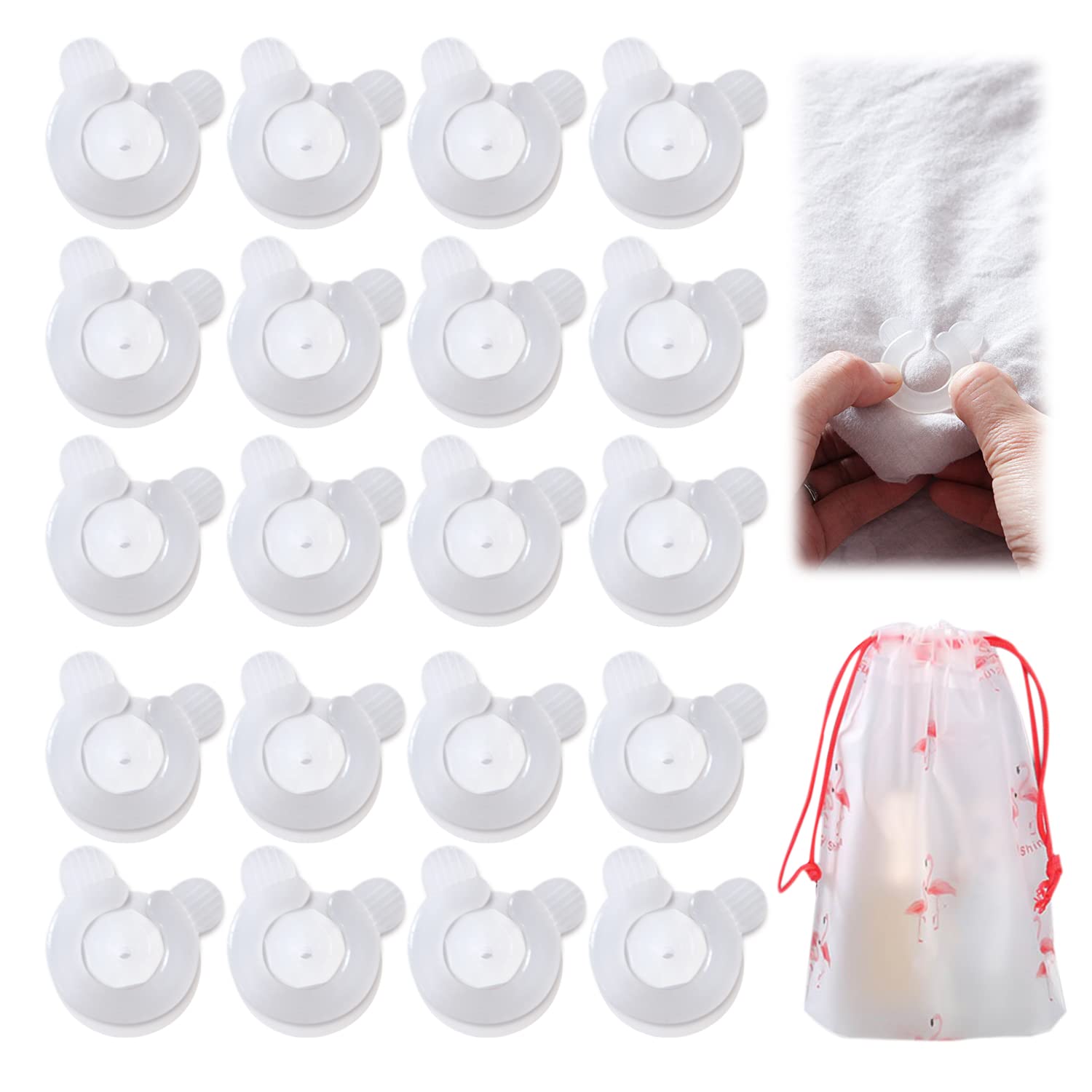 NINVVS 20 Pieces Quilt Cover Clip and 1 Storage Bag, Multifunctional Duvet Cover Clip, Quilt Non-Slip Holder, Firm Duvet Clip, Used to Fix the Quilt in the Duvet Cover