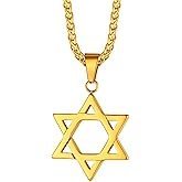 Richsteel Star of David Necklaces for Women Mens Stainless Steel/18K Gold Plated Hexagram Pendant Jewish Israel Jewelry