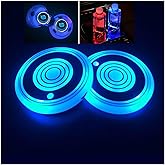 2PCS LED Car Cup Holder Lights, Car Coasters for Cup Holders 7 Colors Changing USB Charging Mat Waterproof Cup Pad, Car Gifts for Men & Women