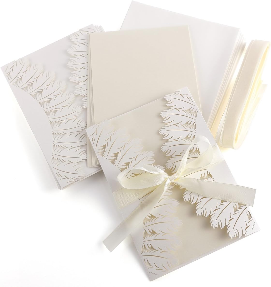 10x DIY Bow Laser Cut Vintage Lace Wedding Invitation Template Invite Card Cover