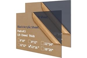 Gdhwxcl 1/8 Thick 12 x 16 inch Acrylic Sheets - 2 Pack Plexiglass Sheets for Creative DIY Projects Laser Cutting Engraving UV Printed Signs Crafts Badges - Black Translucent