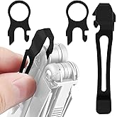 [2-Pack] 2 Black Quick Release Pocket Clips + 2 Black Lanyard Rings Compatible With Leatherman Wave & Charge MultiTools - Sta