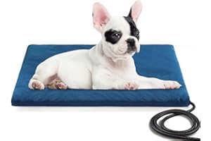 LAMLINGO Pet Heating Pad,Extremely Waterproof Heated Cat Dog Bed Outdoor & Indoor,Multi-Size Heated Dog Cat Blanket Mat,Pet Heater Warmer for Cat Dog House Whelping Box(Dark Blue,M-20 Lx16 W)