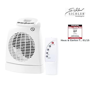 Sichler Haushaltsgeräte Schnellheizer: Heizlüfter LV-245, 2.000W, Ventilator, Oszillation, Thermostat, Fernb. (Heizlüfter mit