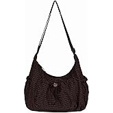 Plaid Purse Crossbody Bags, Nylon Slouchy Hobo Crossbody Bag, Cute Messenger Bag for Women, Brown Crescent Crossbody Purse, Trendy Everyday Fall Purse for Aesthetic