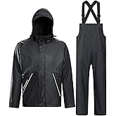 TOWN&FIELD Rain Suits for Fishing Waterproof Rain Gear for Men Women Heavy Duty Rain Coat Jacket with Pants/Overalls