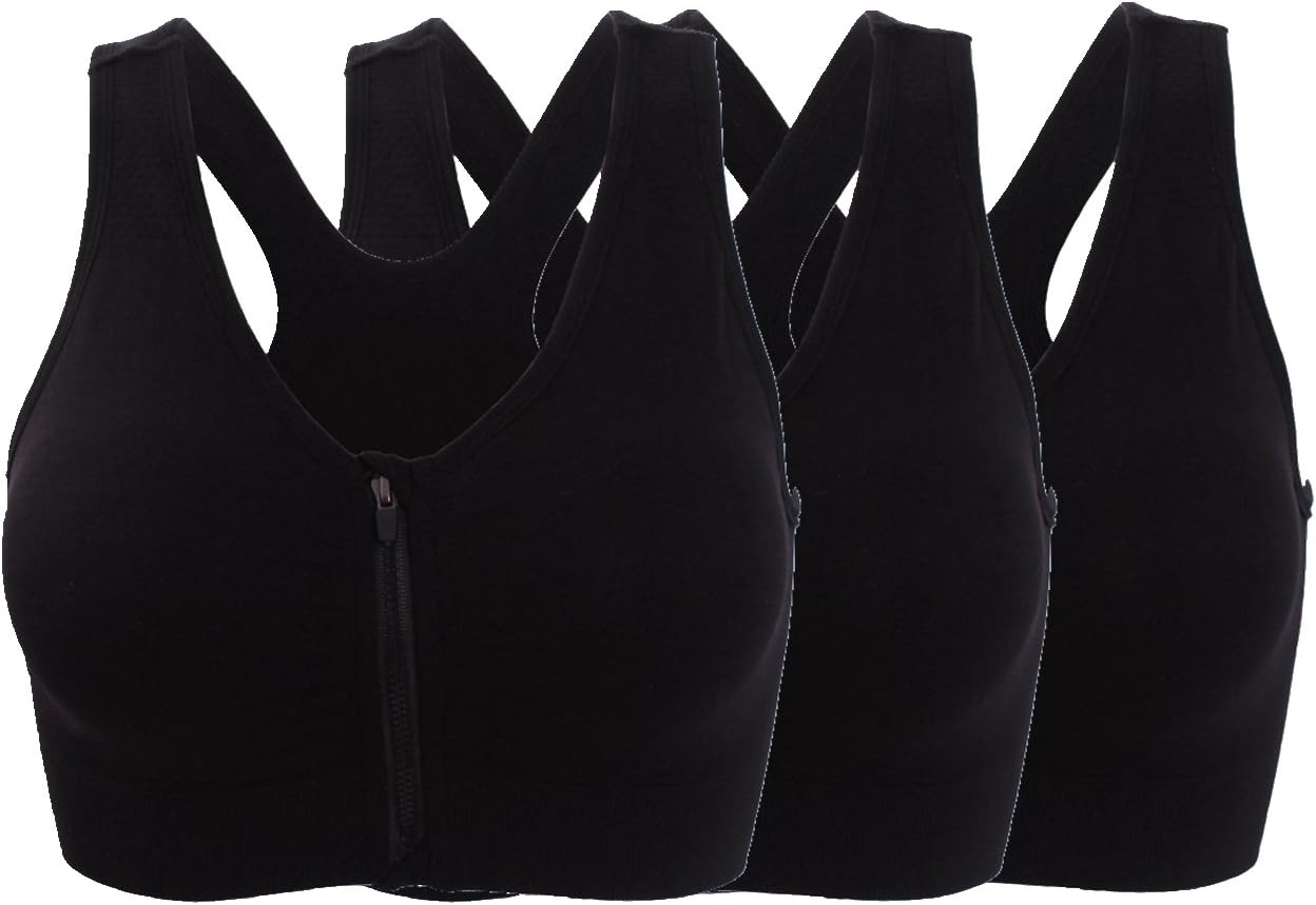 Women's Front Zipper Closure Sports Bra Padded Workout Yoga Bras