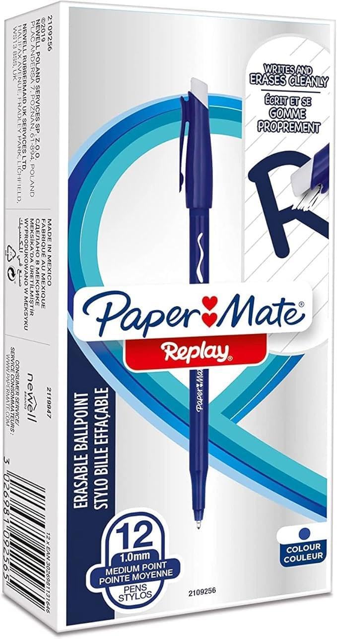 Paper Mate Replay 40th Anniversary Erasable Ballpoint Pen Limited Edition Pack of 12 Blue
