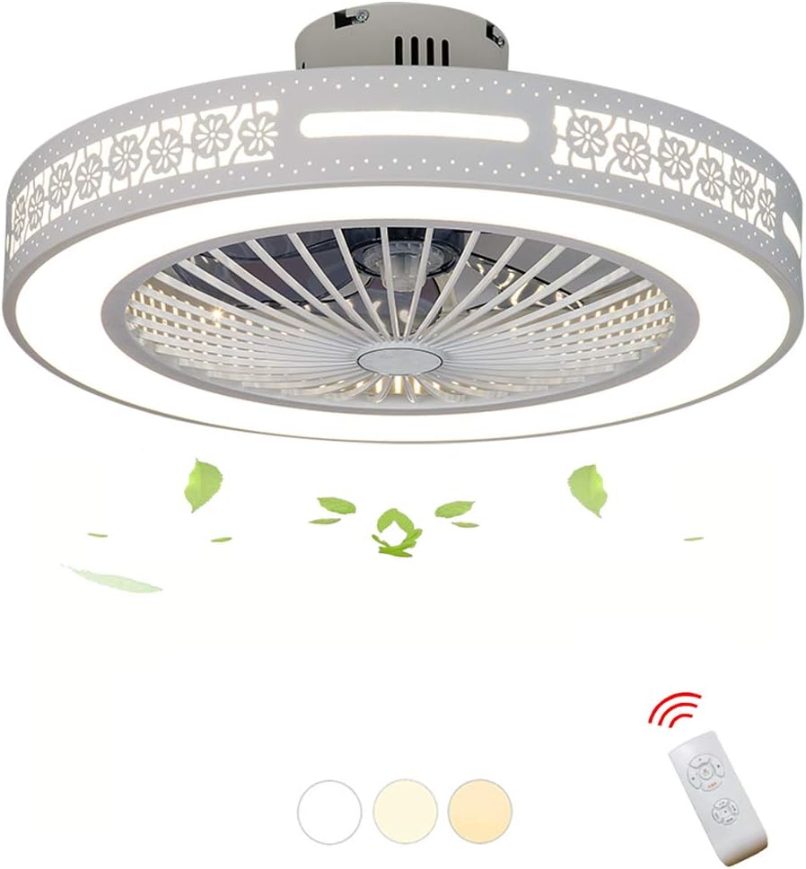 DOCJX Nordic Fan Adjustable Light Source Ceiling Light LED Creative Modern with Remote Control Silent Ceiling Fan Bedroom lamp Nursery Living Room Ceiling Fan Light,Lighting Fan Ceiling Light