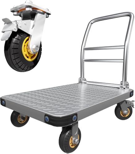 Chariot à Plateforme Pliable MaxWorks – Capacité 272 Kg, Roues Pivotantes, Surface Antidérapante, Pour Garage, Entrepôt, Jardin