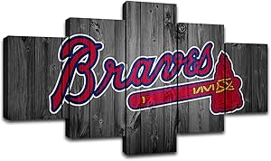 MIAUEN Wall Decor Atlanta Braves Posters Canvas Art Prints Baseball Team Wall Picture Decoration Paintings Framed Ready to Hang(60''Wx32''H)