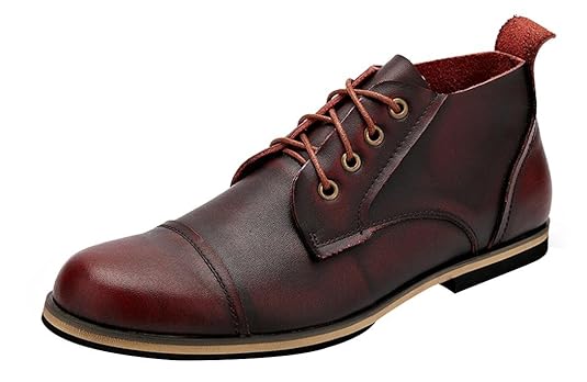 Serene Mens Fashion Leather Lace-Up Cap Toe Dress Original Ankle Desert Classic Chukka Boots (10.5 D(M)US, Burgundy)