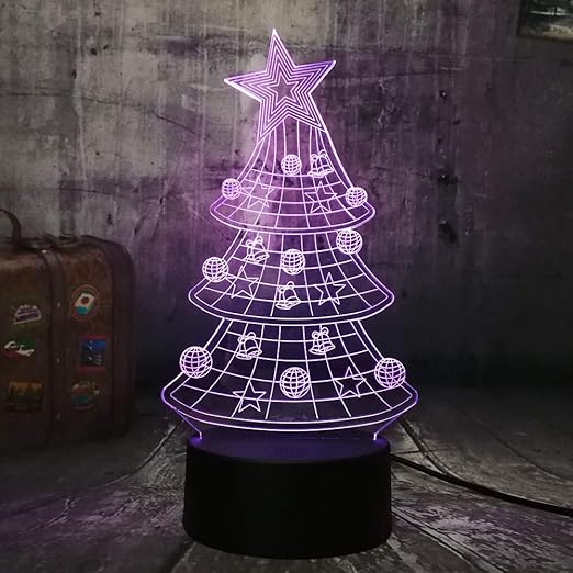 Albero Di Natale Happy Casa.1 Pack Multicolor New Star Albero Di Natale 3d Led Night Light Decorazione Della Casa Sleep Lamp 7 Color Happy New Year Gift Kid Baby Present Amazon It Illuminazione
