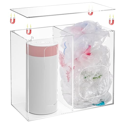 NiHome Clear Acrylic 2-In-1 Grocery Bag Holder Trash Bag
