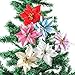 DERVONUNS Poinsettia Christmas Decorations Glitter Artificial Poinsettia Flowers for Christmas Tree Decorations(12Pack)(Silvery)