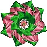 Pink and Green 4.5" Sorority Paraphernalia Ribbon Brooch Pin for Women Greek, AKA Sorority Inspired for D9 Events, Conferences, Luncheons