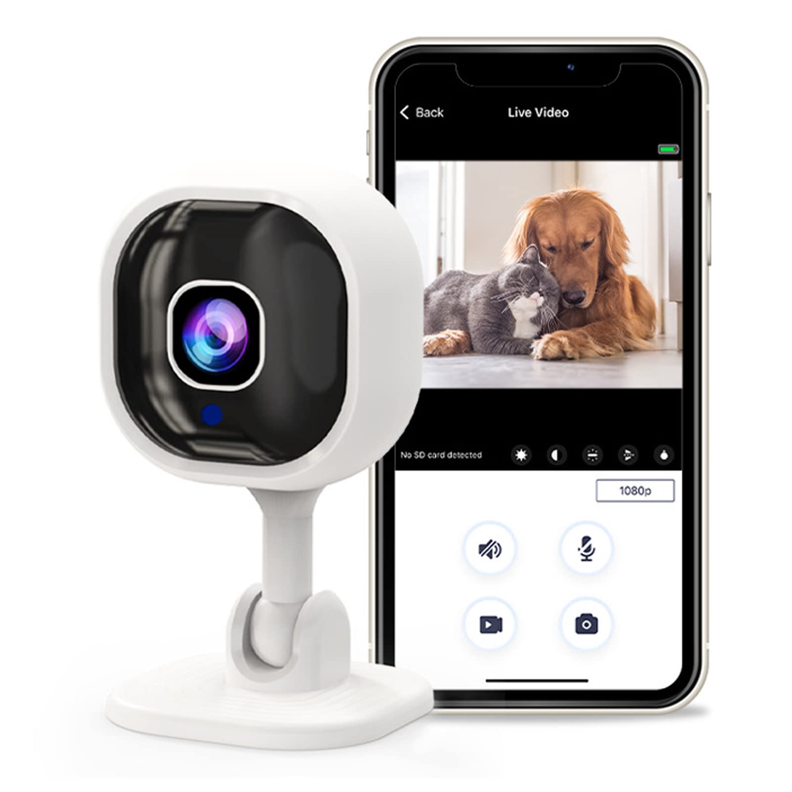 Smart Security Camera, 1080P HD Night Vision Wifi Camera with Motion Detector, Indoor Home Security Cameras for Baby Elder Dog Pet, Support 2 Way Intercom