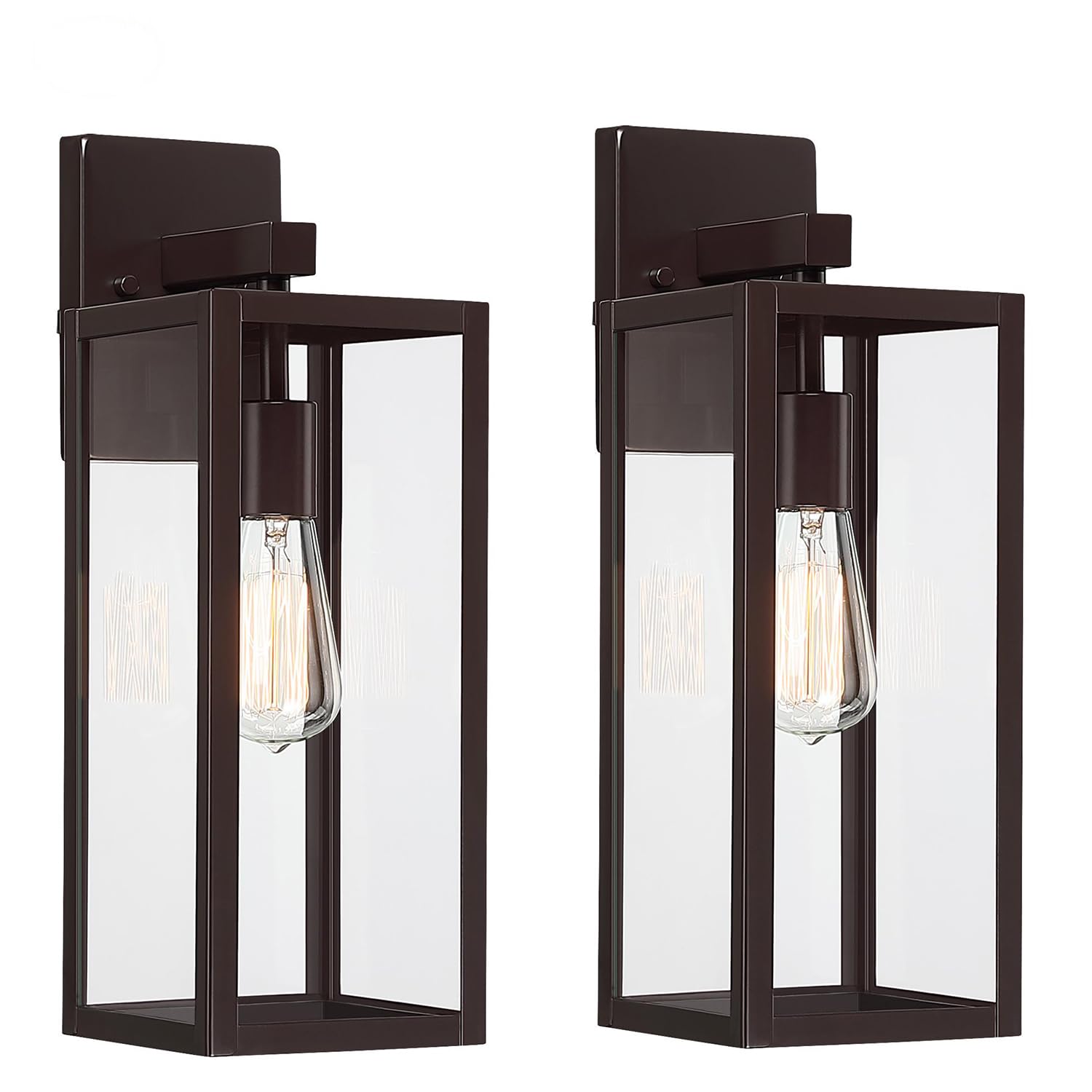 Photo 1 of 2 Pack Large Outdoor Sconce Lights,18 Inch Outdoor Wall Lantern Light,Exterior Sconce Metal and Glass Large Porch Light, Oil Rubbed Bronze Outdoor Lanterns For Front Porch Garage Balcony