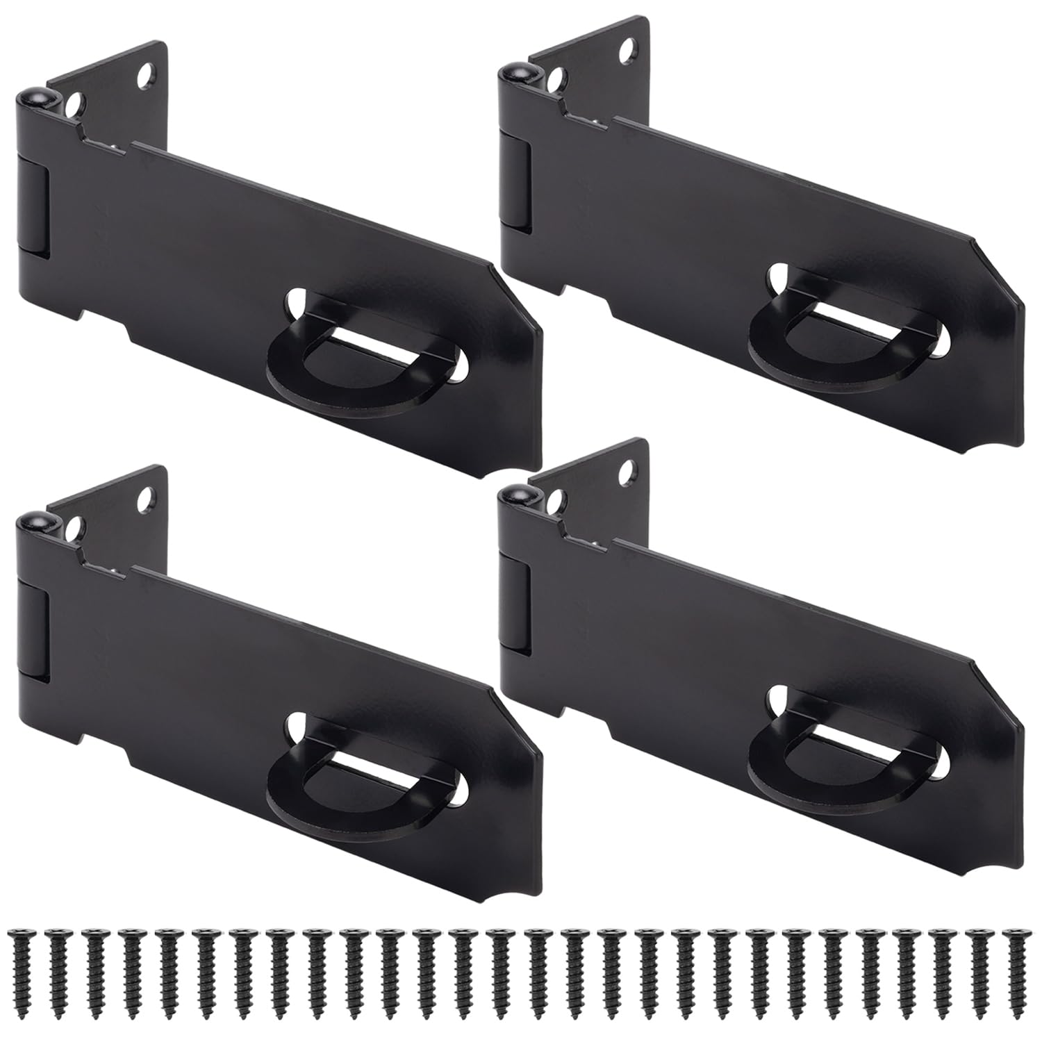 Photo 1 of BOODVON Door Lock Hasp Latch, Iron Safety Packlock Clasp Hasp Lock Latch, Extra Thick Gate Lock Hasp with Screws Brushed Finish 4 Pack(4 Inch)