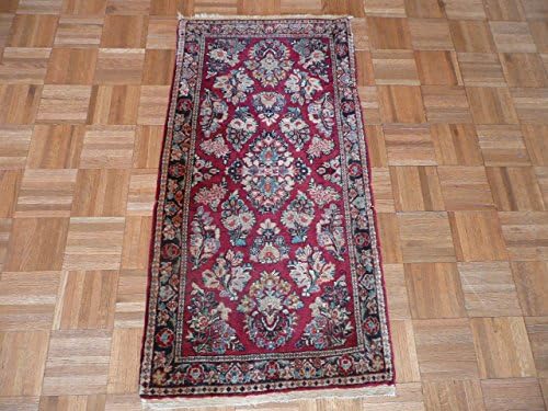 2 x 4 HAND KNOTTED RED ANTIQUE FINE SAROUK ORIENTAL RUG G1540