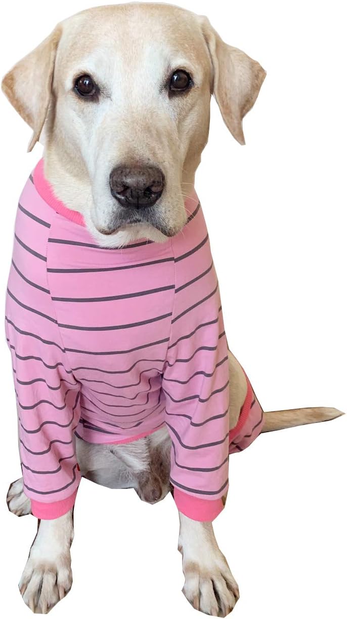 dog clothes for large dogs on Pet Supplies Elastic Classic Striped Pet Clothes Protect Joints Anti Hair Four Legged Dog Pajamas Dog Jumpsuit For Medium Dogs Large Dogs Labrador Bt Bear Large Dog Clothes Light Pink Costumes
