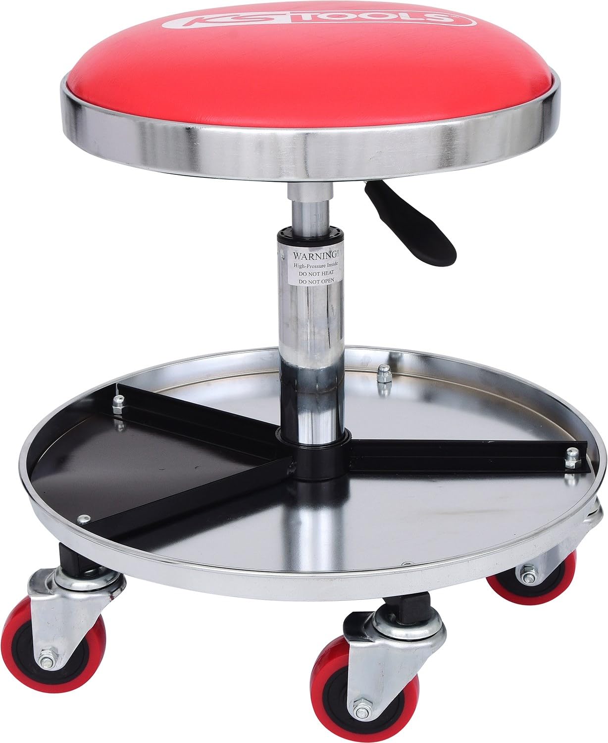 KS Tools 44-56 500.8004 Mobile and Height-Adjustable Workshop Stool with Storage Level for Storage of Tools, Hydraulic Height Adjustment 44-56 cm, Maximum Load 135 kg