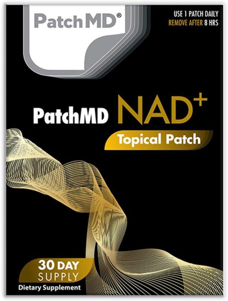 PatchMD NAD+ 30 Daily Topical Patches. 100% Natural & Vegan. Allergy & Filler Free. High Absorption and More bioavailable. Suitable for Sensitive stomachs & bariatric