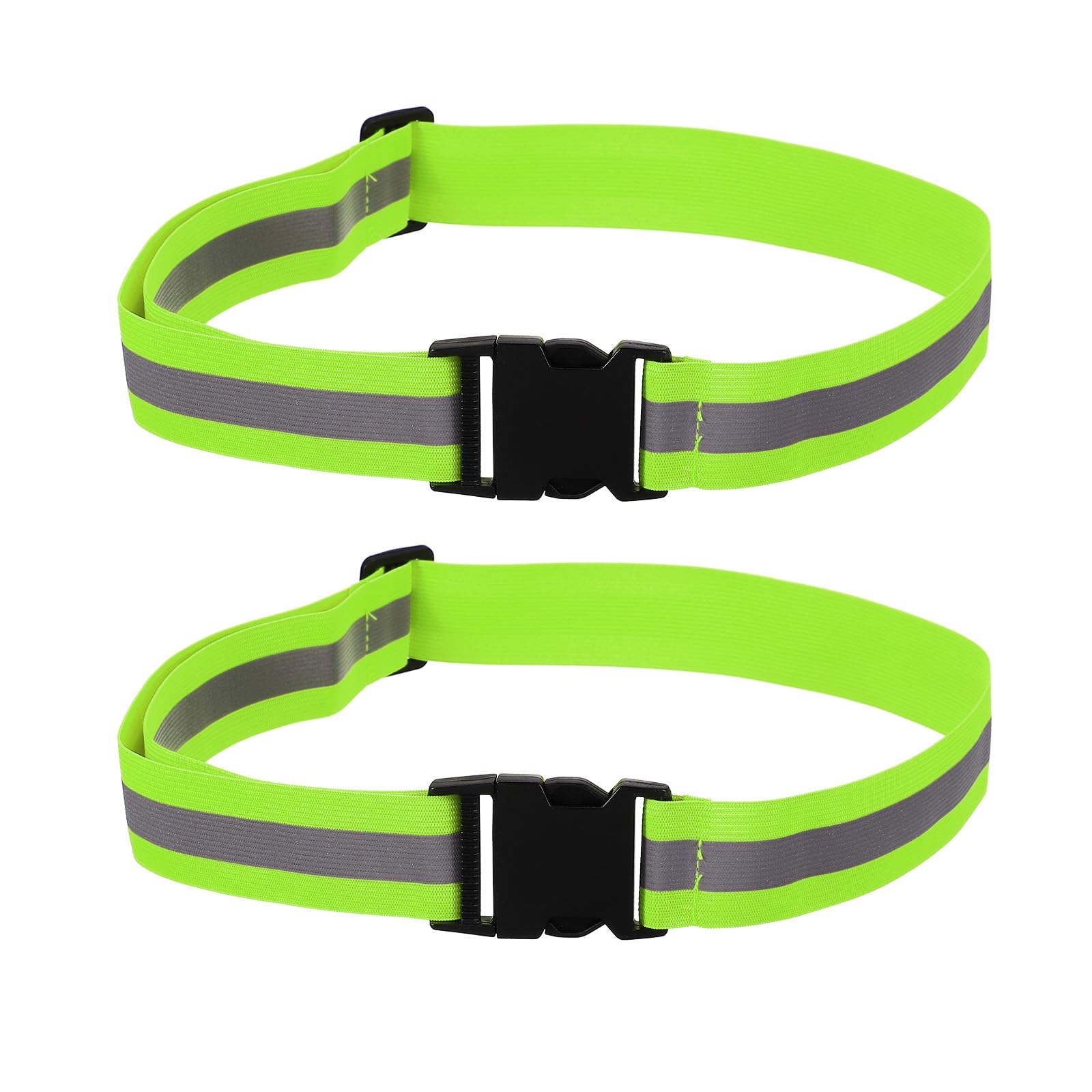 PATIKIL Adjustable Reflective Running Belt 1.5 Inch, 2 Pcs Glow Pt Belt Sash for Cycling Walking Motorcycle Gear, Green