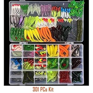 Roseflower Leurres De Pêche Kit Spinnerbaits,plastique Vers,minnow,popper,crayon En Métal Dur Leurres,souples Pêche Jigs Crochets De Pêche – Kit D’appâts De Pêche Portable Avec Boîte