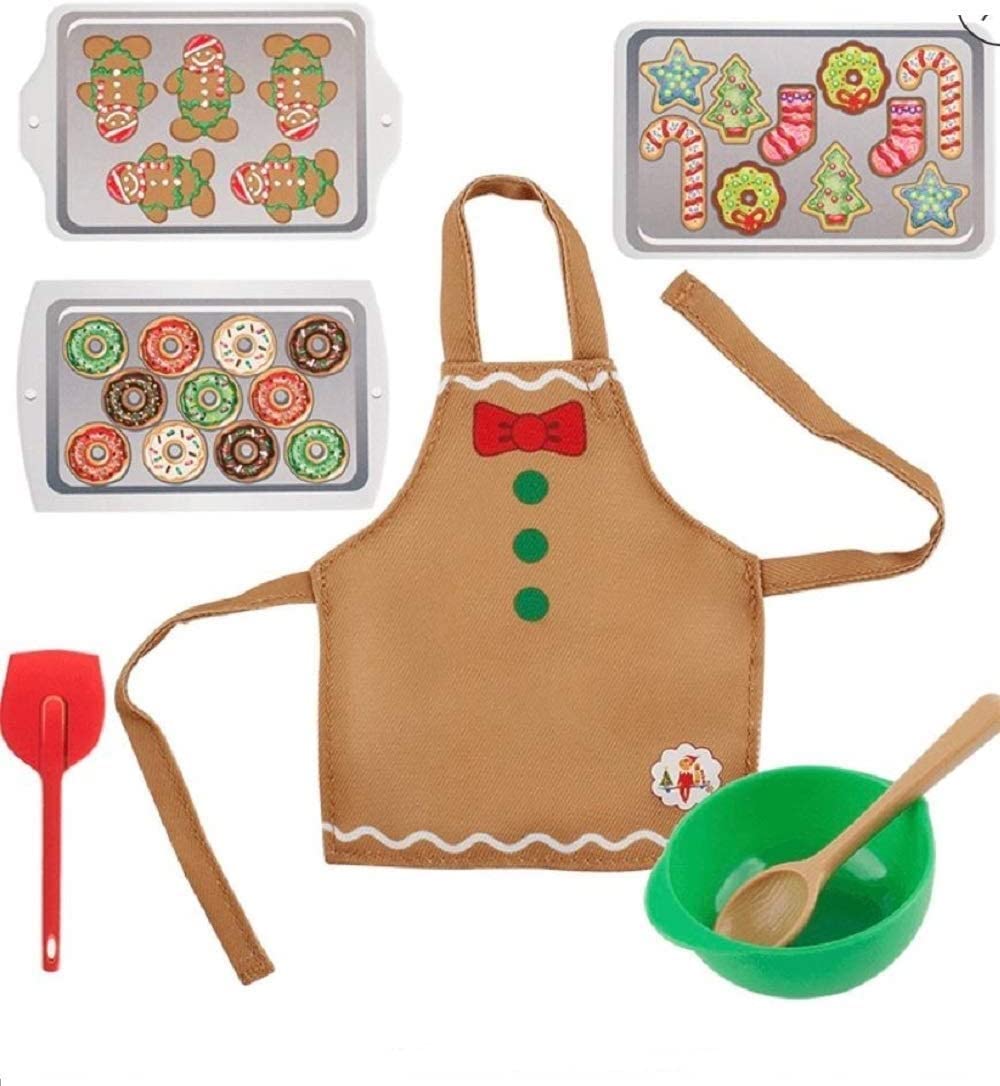 The Elf on The Shelf Itty Bitty Baker Outfit - 7 Piece Claus Couture Retired 2019 Holiday Outfit - Baking Sheets, Spoon, and Apron Included - Christmas Cookie Baking Set for Both Boy and Girl Elves